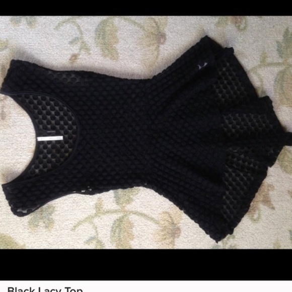 Black Sheer Polka Dot Top Size Small - Picture 2 of 2